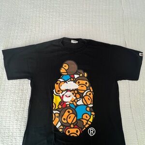 Bape Black T-Shirt with Colorful Logo Tag